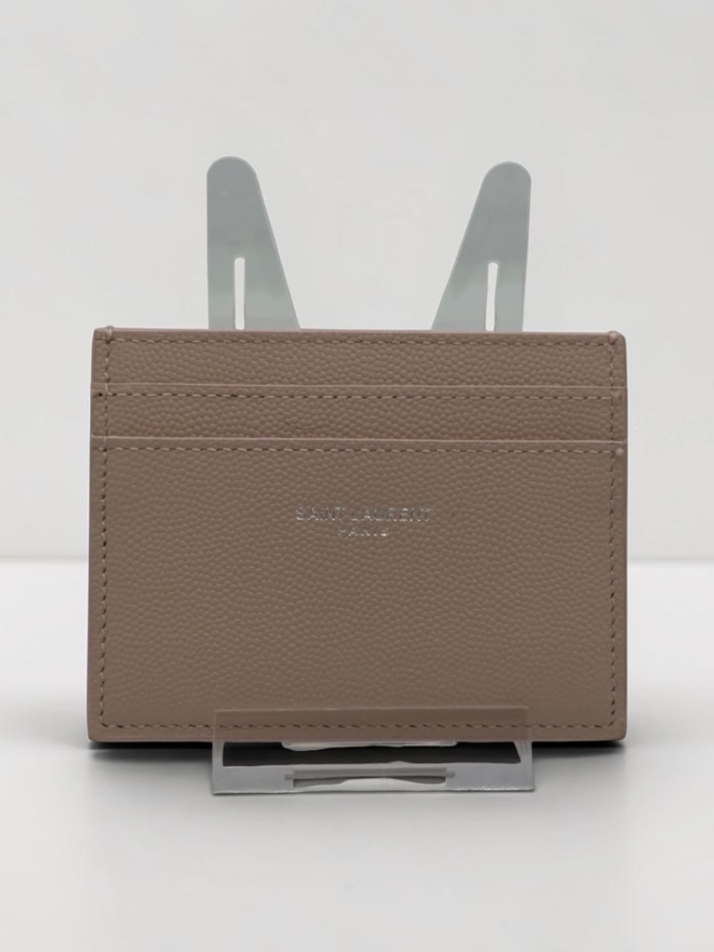 Saint Laurent Paris Blush Beige Grained Leather Card Holder +Certificate Entrupy
